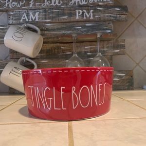 Rae Dunn CHRISTMAS JINGLE BONES DOG BOWL